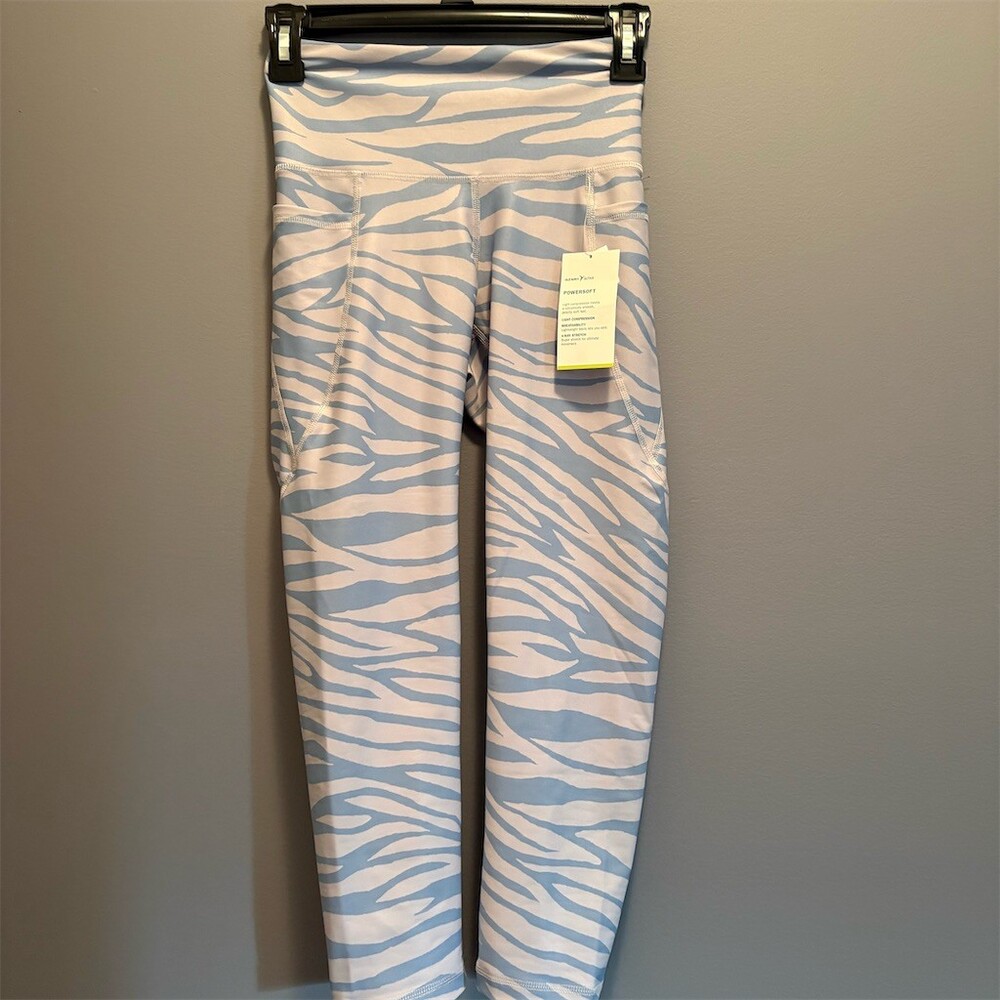 Old Navy PowerSoft Leggings Womens XS Purple Pink Zebra High Rise Cropped